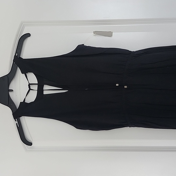 Banana Republic Halterneck Keyhole Front Side Split Mididress Black Size 2 - Picture 7 of 12